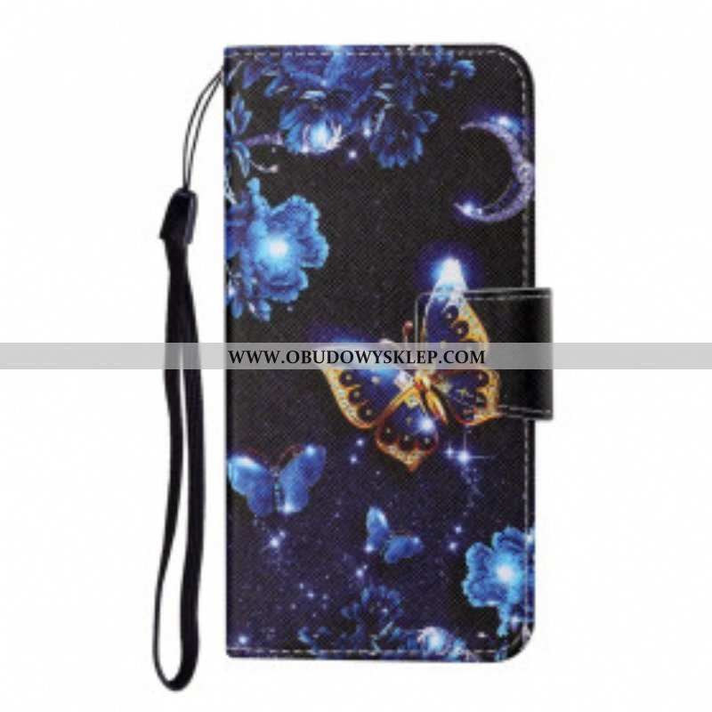 Etui Folio do Samsung Galaxy M12 / A12 z Łańcuch Cenne Stringi Motyle