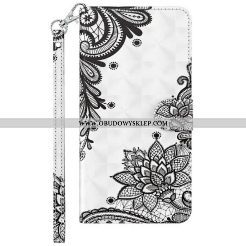 Etui Folio do Samsung Galaxy M13 Koronka Z Paskiem