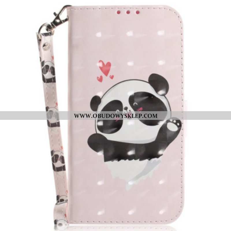 Etui Folio do Samsung Galaxy M13 Love Panda Ze Smyczą