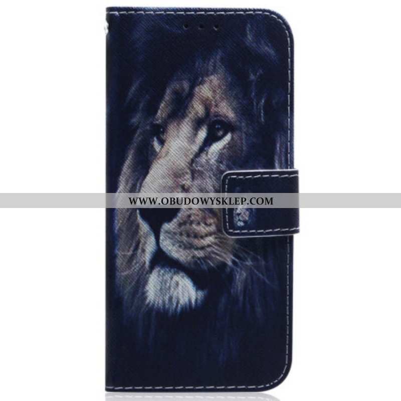 Etui Folio do Samsung Galaxy M13 z Łańcuch Smycz Lew