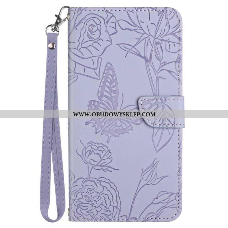 Etui Folio do Samsung Galaxy M23 5G Dyskretne Motyle I Smycz