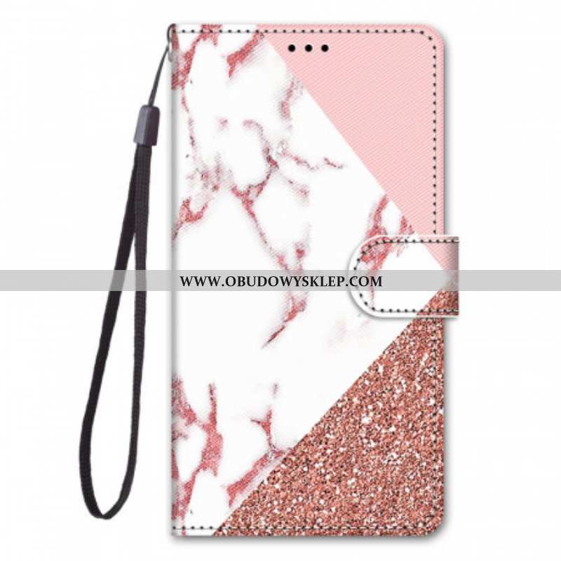 Etui Folio do Samsung Galaxy M23 5G Trójkąt Z Marmuru I Brokatu