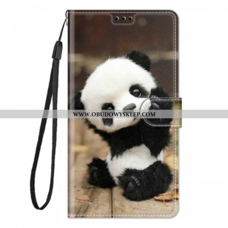 Etui Folio do Samsung Galaxy M23 5G z Łańcuch Mała Panda Z Paskiem