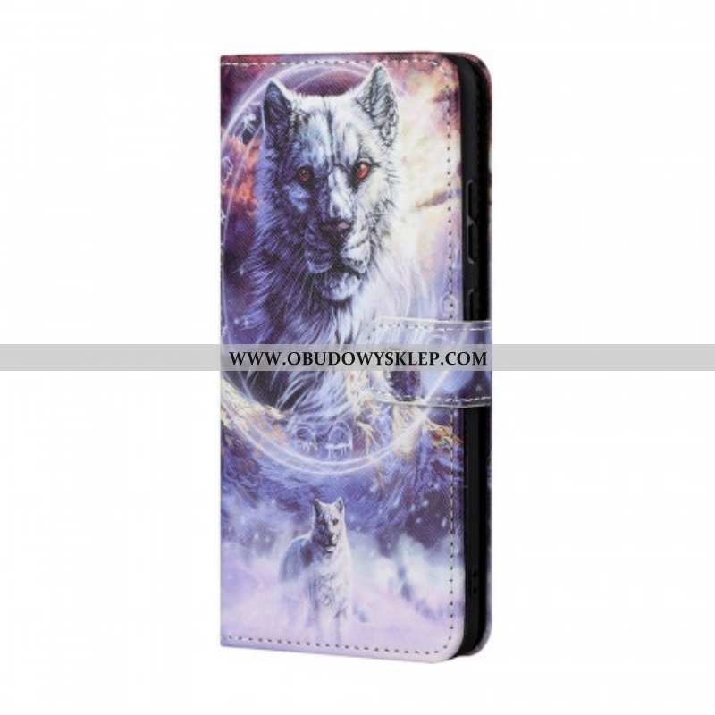 Etui Folio do Samsung Galaxy M23 5G z Łańcuch Smycz Wilk