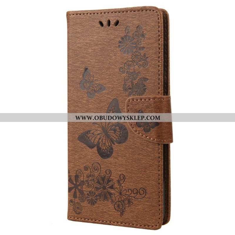 Etui Folio do Samsung Galaxy M23 5G z Łańcuch Stringi Motyle