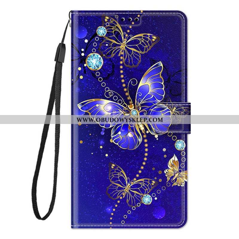 Etui Folio do Samsung Galaxy M23 5G z Łańcuch Wachlarz Motyli Na Pasku