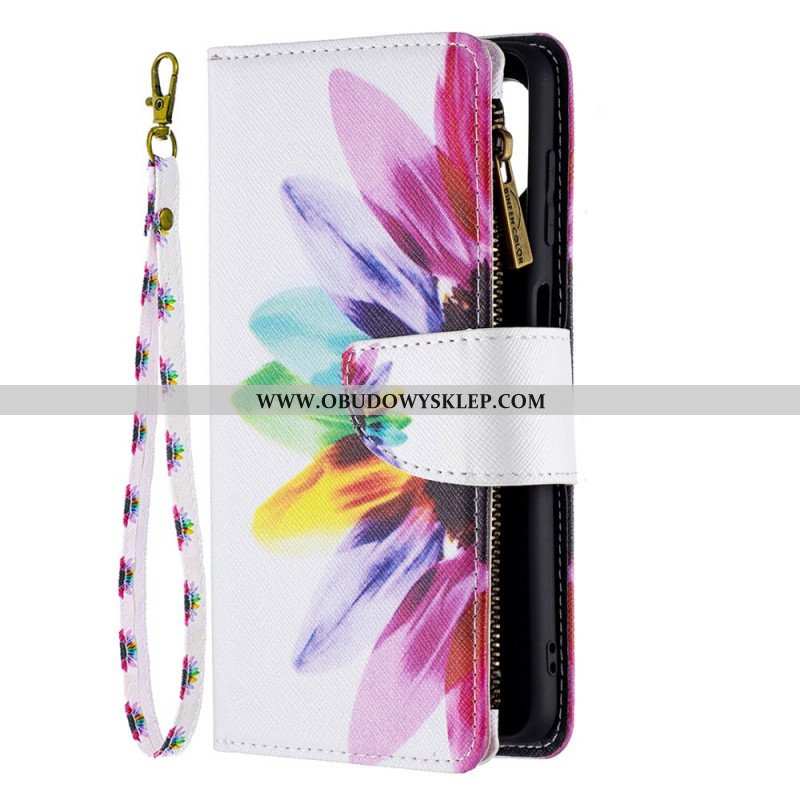 Etui Folio do Samsung Galaxy M32 Kieszonka Zapinana Na Zamek W Kwiaty