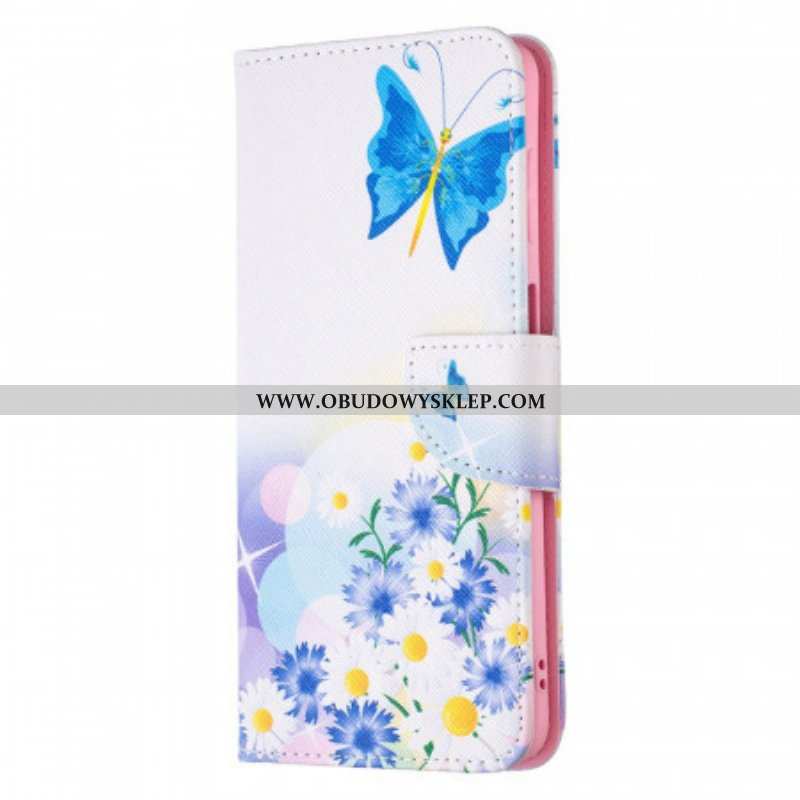 Etui Folio do Samsung Galaxy M52 5G Motyl I Kwiaty