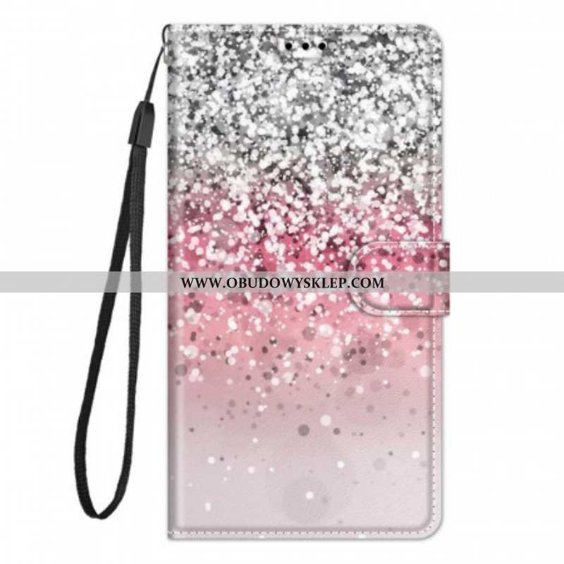 Etui Folio do Samsung Galaxy M53 5G Cekiny Z Paskiem