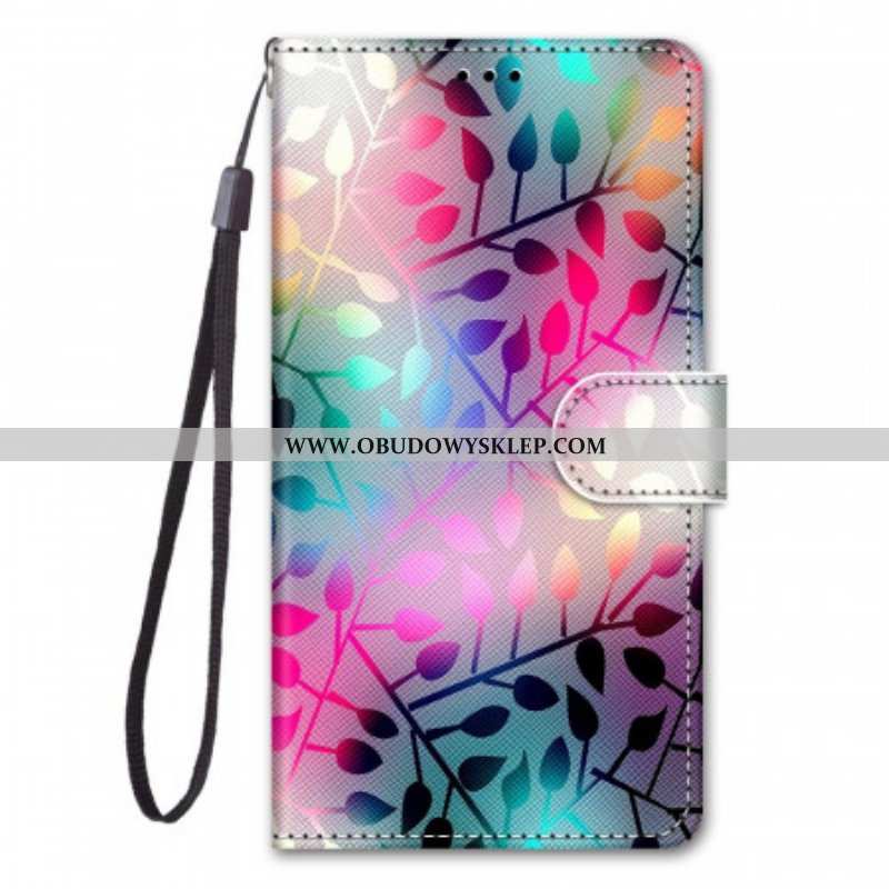 Etui Folio do Samsung Galaxy M53 5G z Łańcuch Arkusze W Paski