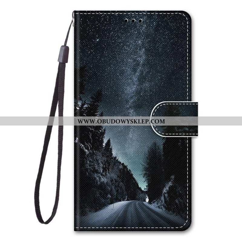 Etui Folio do Samsung Galaxy M53 5G z Łańcuch Krajobraz Smyczy