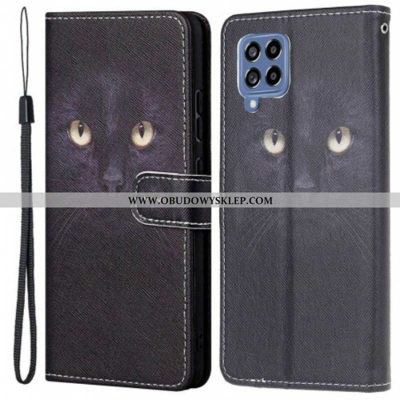 Etui Folio do Samsung Galaxy M53 5G z Łańcuch Paskowate Kocie Oczy