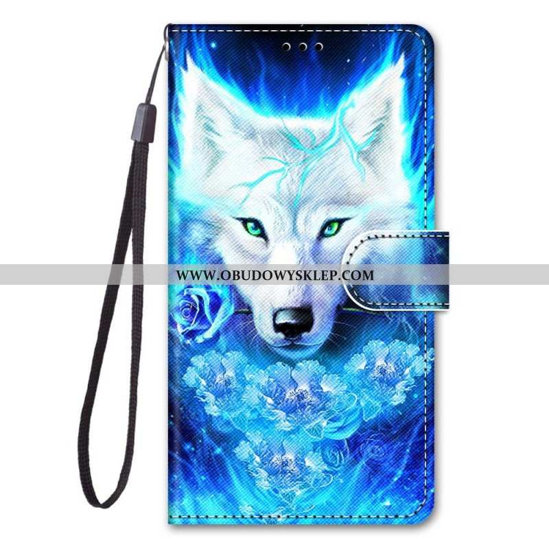 Etui Folio do Samsung Galaxy M53 5G z Łańcuch Smycz Wilk