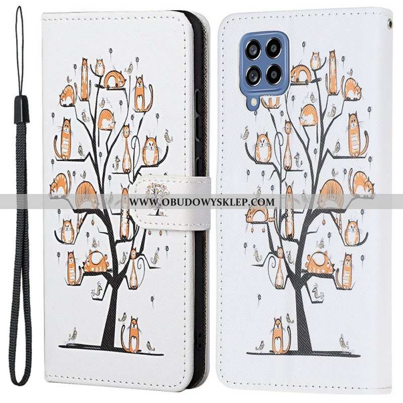 Etui Folio do Samsung Galaxy M53 5G z Łańcuch Stringi Koty