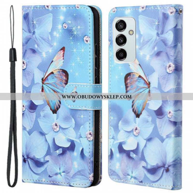 Etui Folio do Samsung Galaxy M53 5G z Łańcuch Stringi Motyle