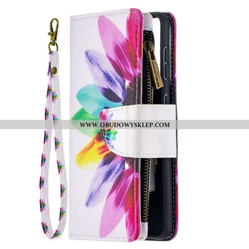 Etui Folio do Samsung Galaxy S21 5G Kieszonka Zapinana Na Zamek W Kwiaty