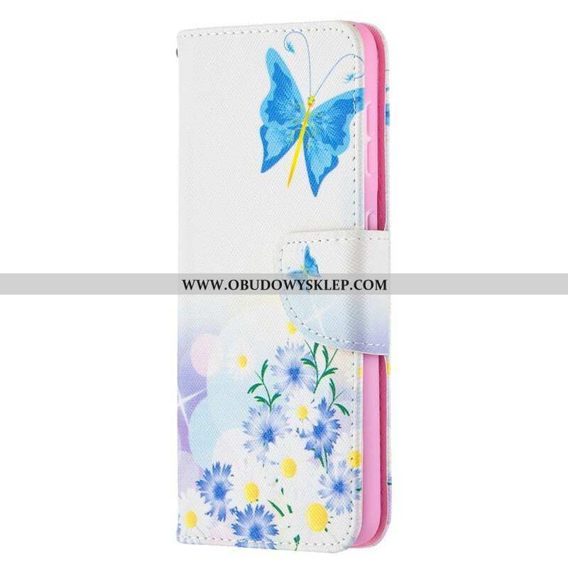 Etui Folio do Samsung Galaxy S21 5G Malowane Motyle I Kwiaty