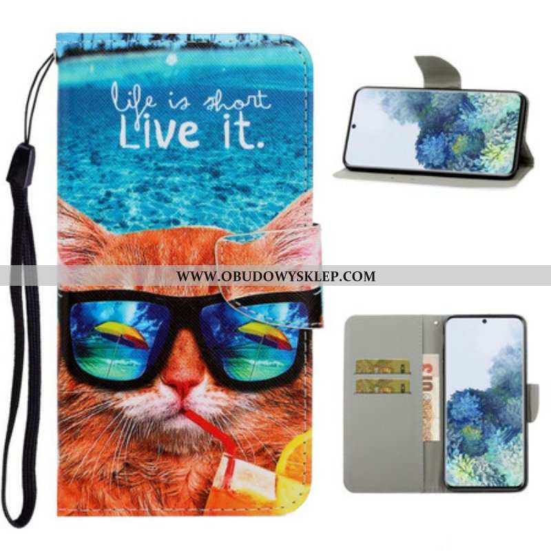 Etui Folio do Samsung Galaxy S21 5G z Łańcuch Cat Live It Strappy