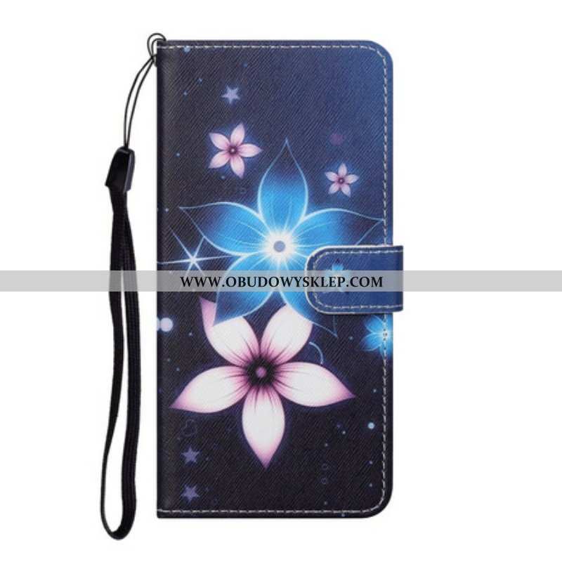 Etui Folio do Samsung Galaxy S21 5G z Łańcuch Kwiaty Paska Księżycowego