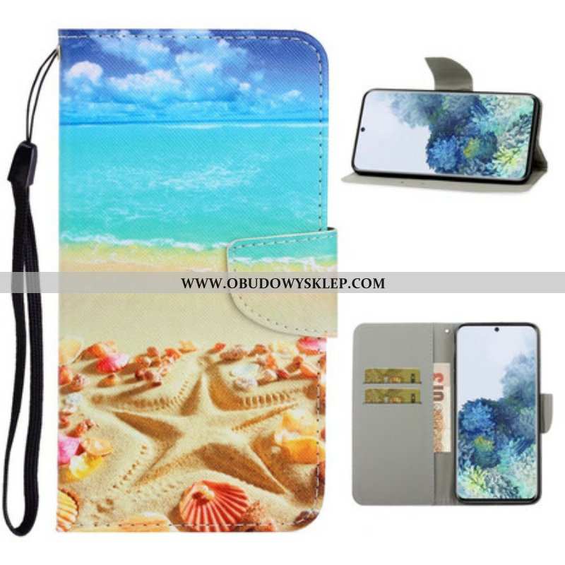 Etui Folio do Samsung Galaxy S21 5G z Łańcuch Plaża Smyczkowa