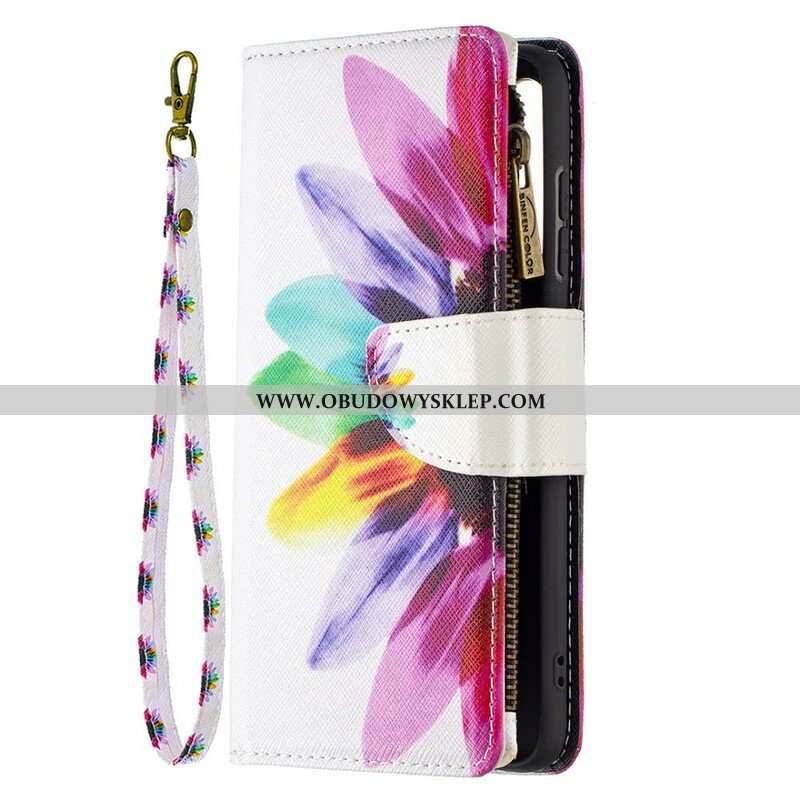 Etui Folio do Samsung Galaxy S21 FE Kieszonka Zapinana Na Zamek W Kwiaty