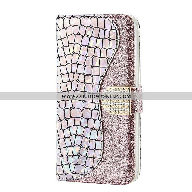 Etui Folio do Samsung Galaxy S21 FE Krokodyle Diamenty