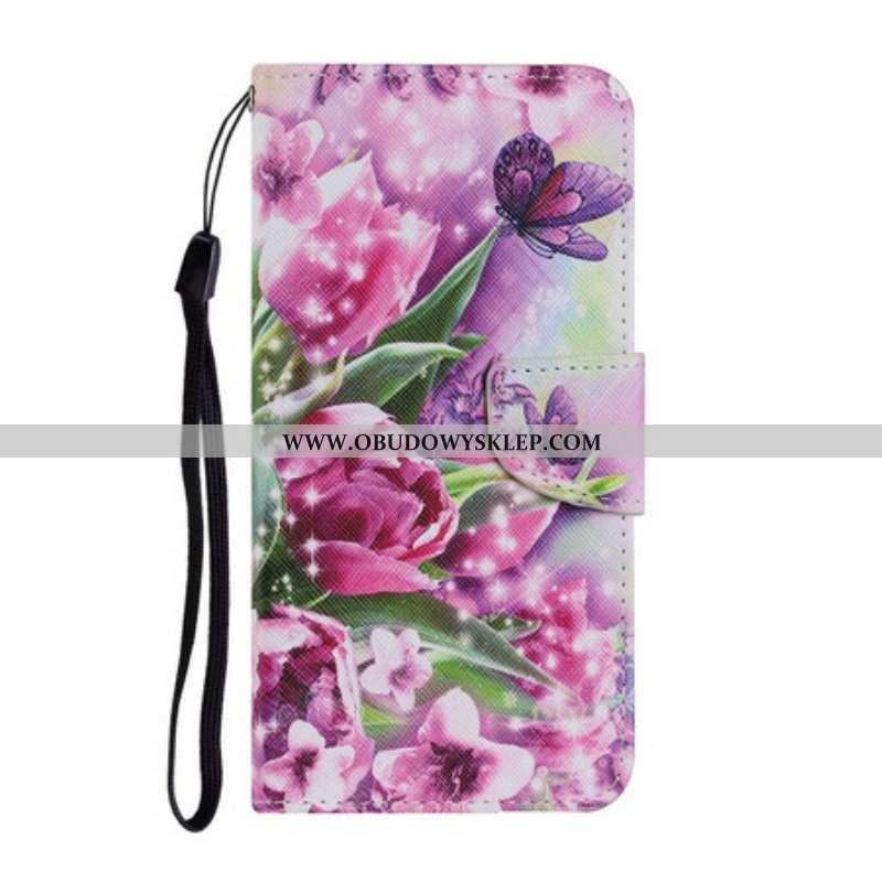 Etui Folio do Samsung Galaxy S21 FE Motyle I Tulipany