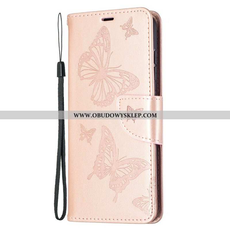 Etui Folio do Samsung Galaxy S21 FE Motyle W Locie Z Smyczą