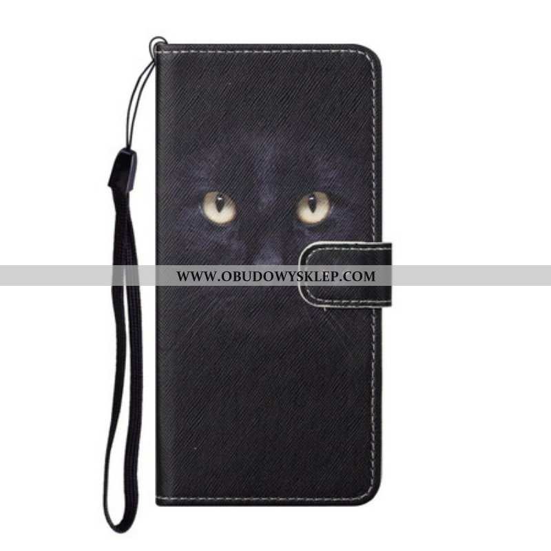 Etui Folio do Samsung Galaxy S21 FE z Łańcuch Czarne Kocie Oczy W Paski