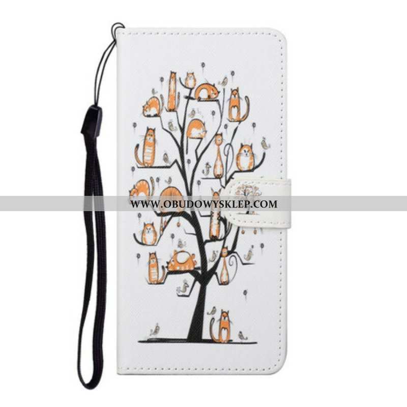 Etui Folio do Samsung Galaxy S21 FE z Łańcuch Funky Koty Z Paskiem