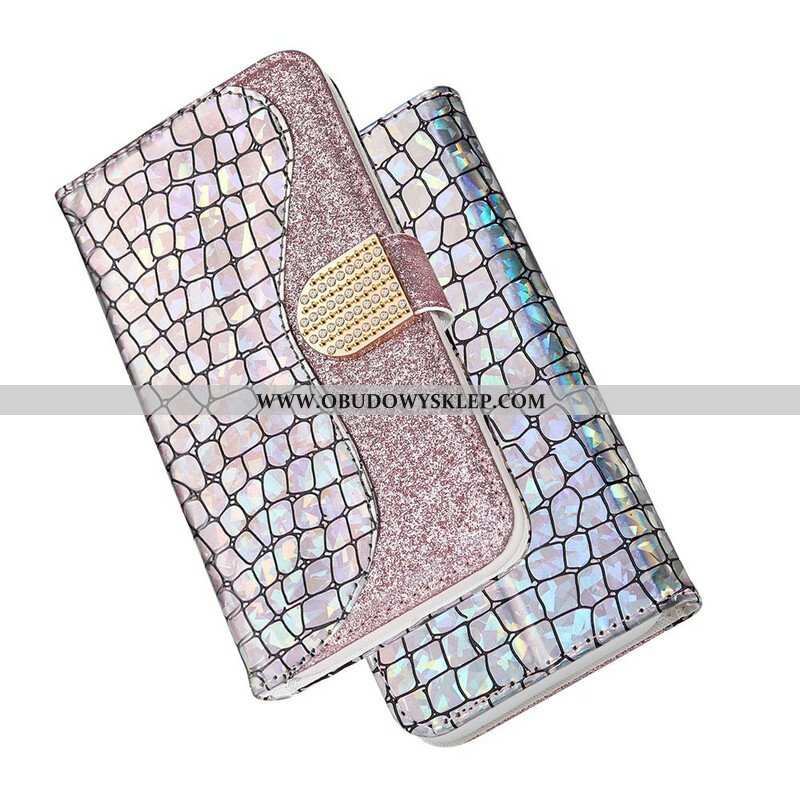 Etui Folio do Samsung Galaxy S21 Plus 5G Krokodyle Diamenty