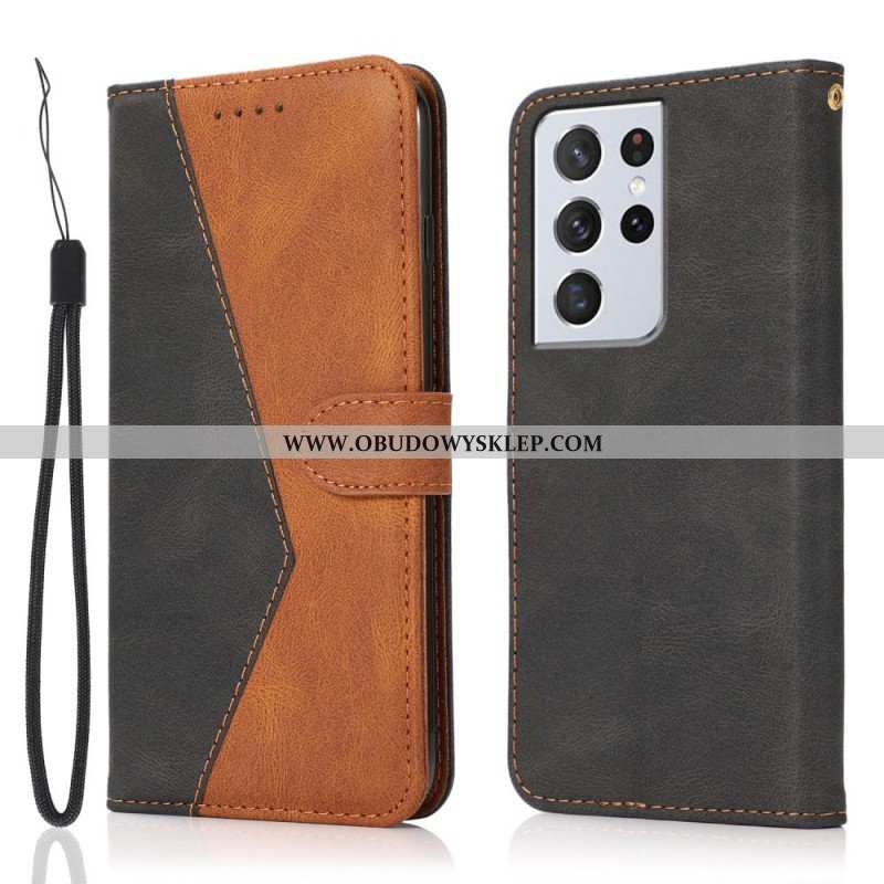 Etui Folio do Samsung Galaxy S21 Ultra 5G Dwukolorowa Trójkątna Sztuczna Skóra