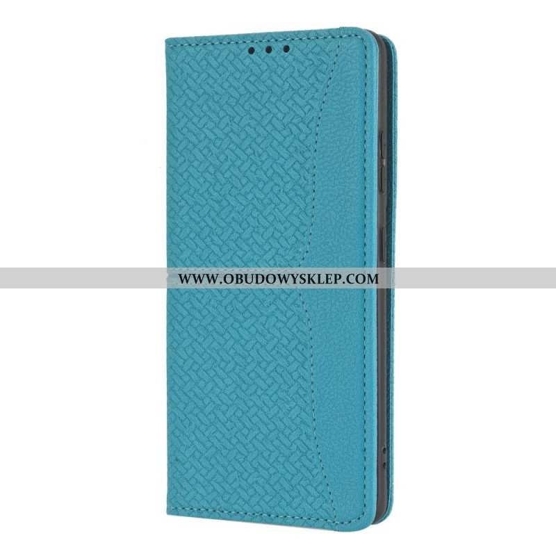 Etui Folio do Samsung Galaxy S21 Ultra 5G z Łańcuch Styl Tkanej Skóry Z Paskami