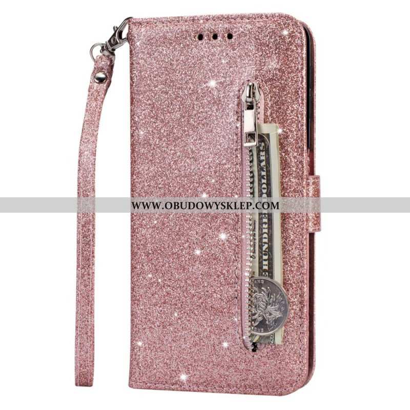 Etui Folio do Samsung Galaxy S22 5G Błyszcząca Torebka Na Monety