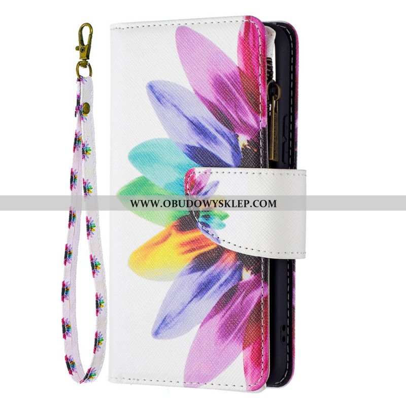 Etui Folio do Samsung Galaxy S22 5G Kieszonka Zapinana Na Zamek W Kwiaty