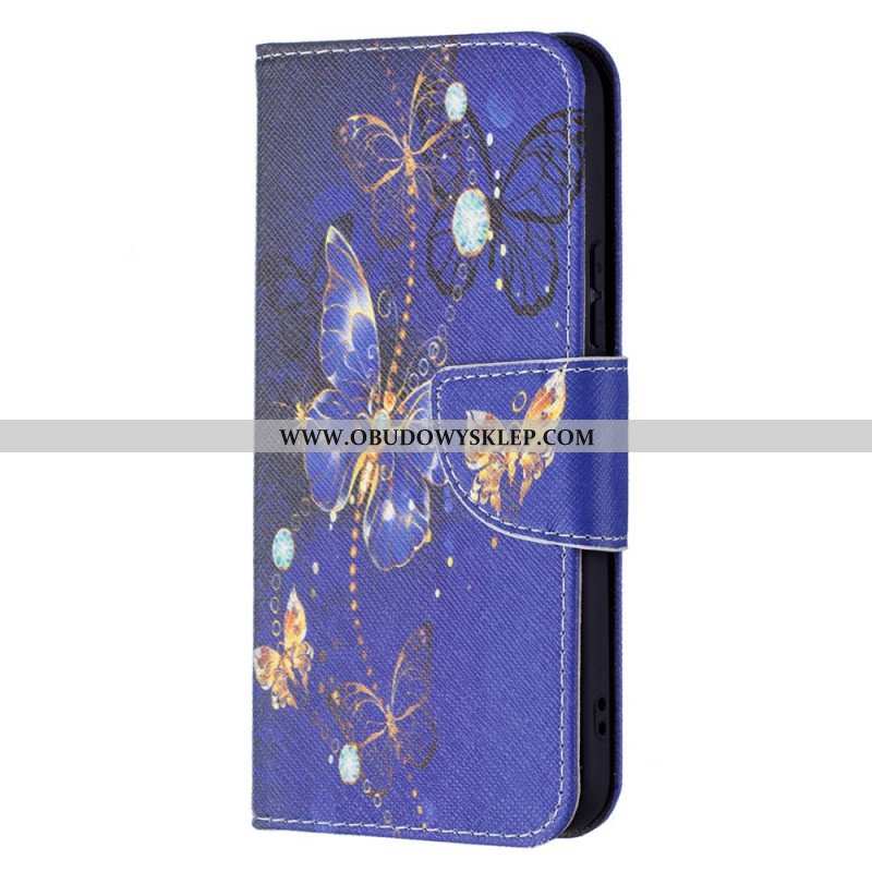 Etui Folio do Samsung Galaxy S22 5G Złote Motyle