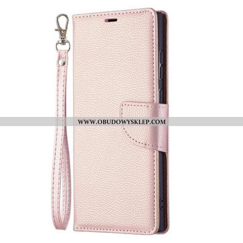 Etui Folio do Samsung Galaxy S22 Ultra 5G Skórzany Futerał Liczi Rabat Ukośne