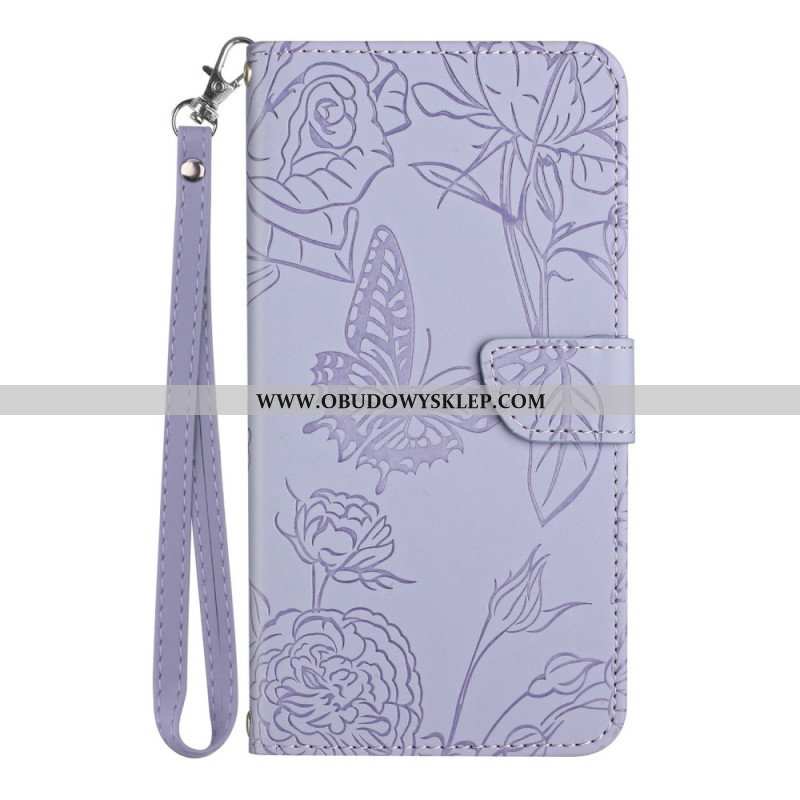 Etui Folio do Samsung Galaxy S23 5G Motyl Ze Smyczą