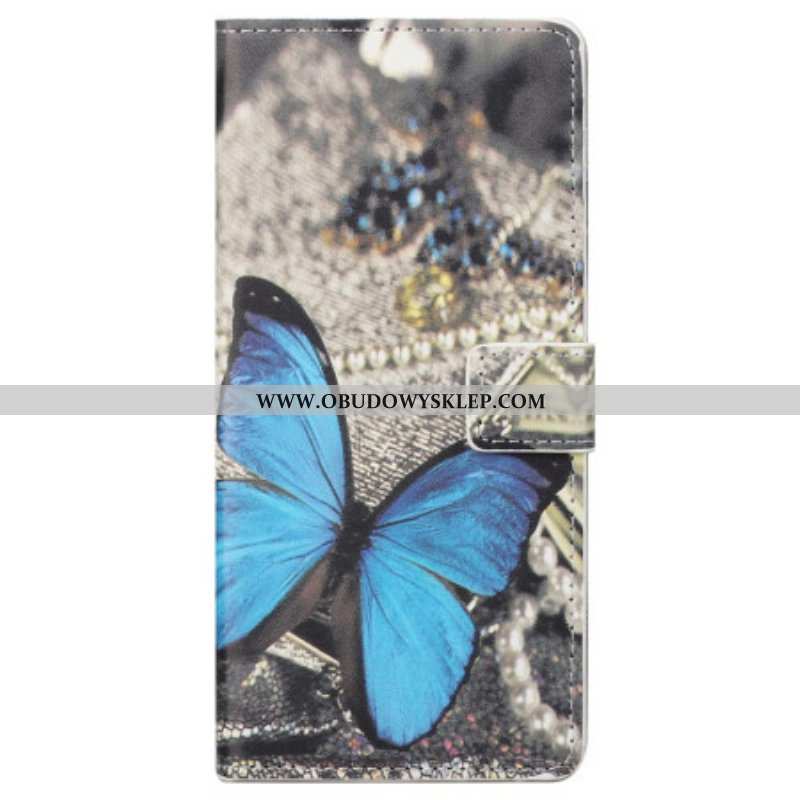 Etui Folio do Samsung Galaxy S23 5G Niebieski Motyl