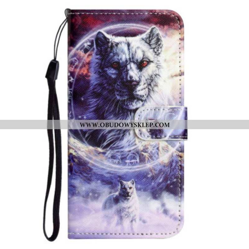 Etui Folio do Samsung Galaxy S23 5G z Łańcuch Smycz Wilk