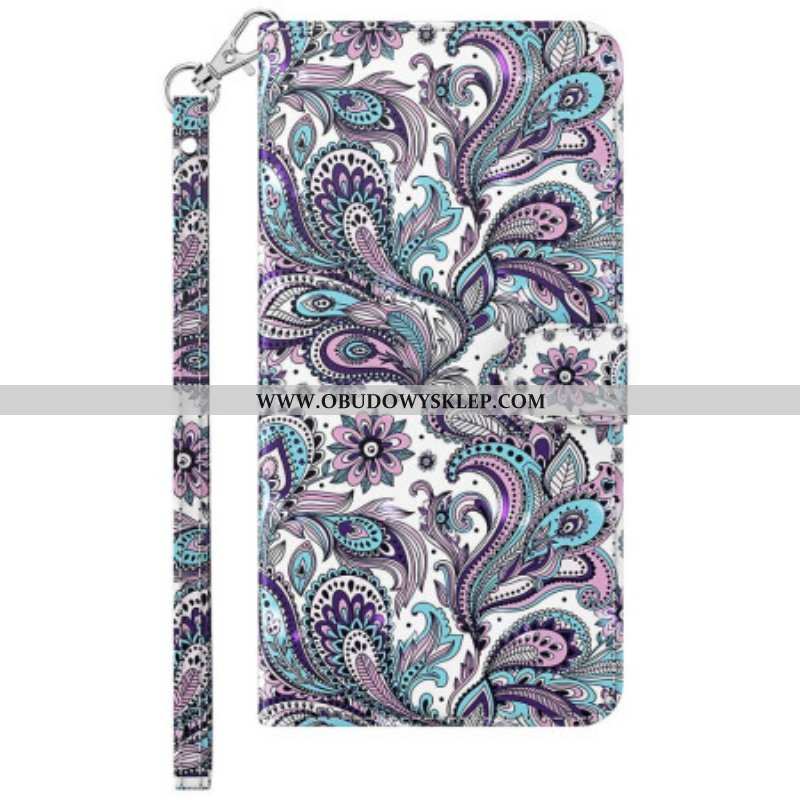 Etui Folio do Samsung Galaxy S23 Plus 5G z Łańcuch Pasiasty Wzór Paisley