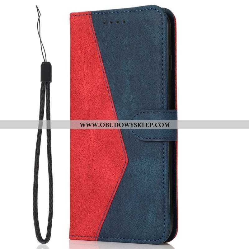 Etui Folio do Samsung Galaxy S23 Ultra 5G z Łańcuch Dwukolorowy Pasek