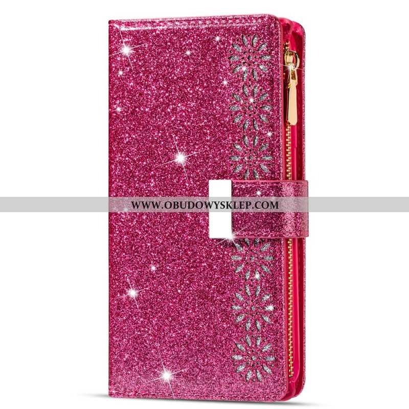 Etui Folio do Samsung Galaxy Z Fold 3 5G Portfel Cekinowy Portfel Zapinany Na Zamek