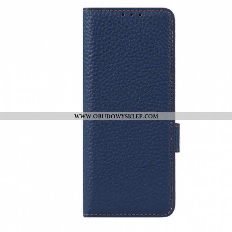 Etui Folio do Samsung Galaxy Z Fold 3 5G Prawdziwa Skóra Litchi