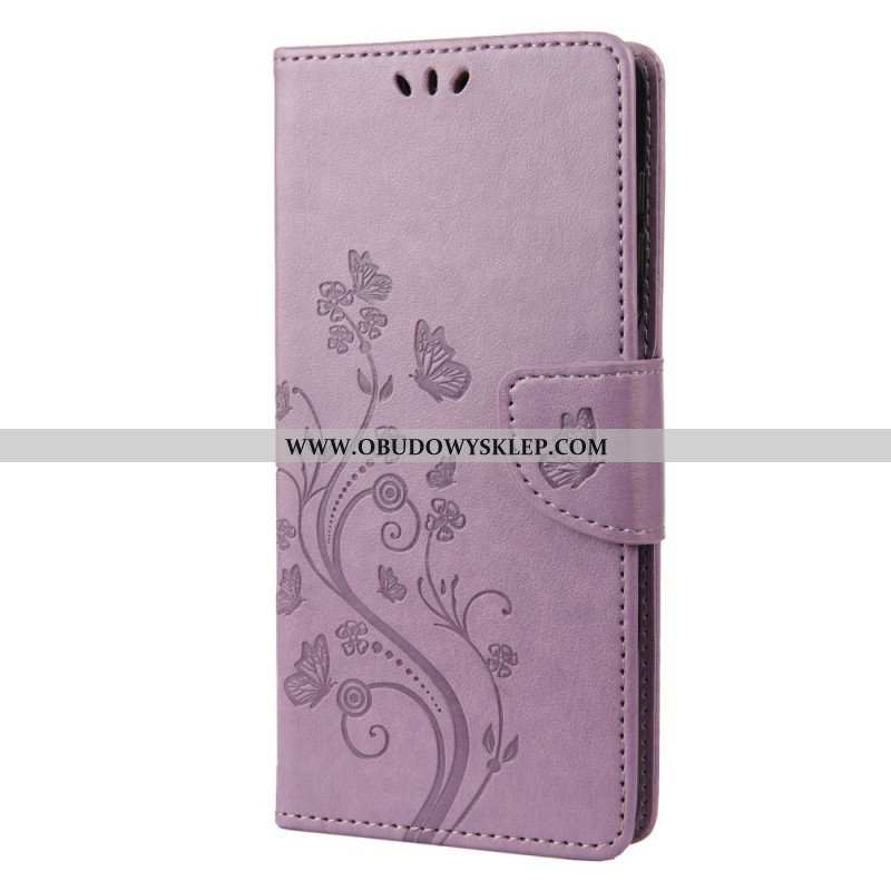 Etui Folio do Sony Xperia 10 IV Kwiaty I Motyle