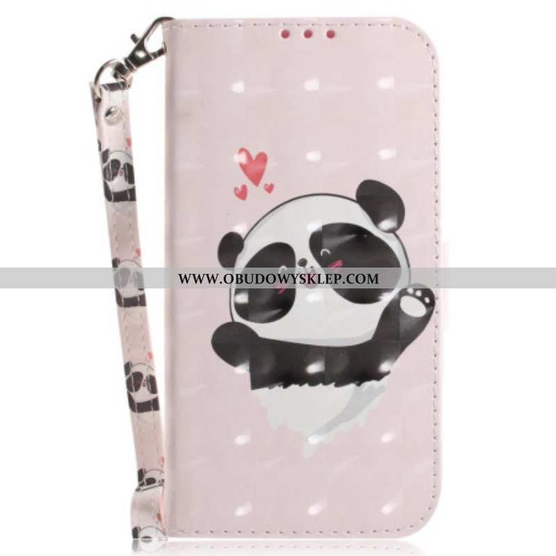 Etui Folio do Xiaomi 12 / 12X z Łańcuch Panda Love Ze Smyczą