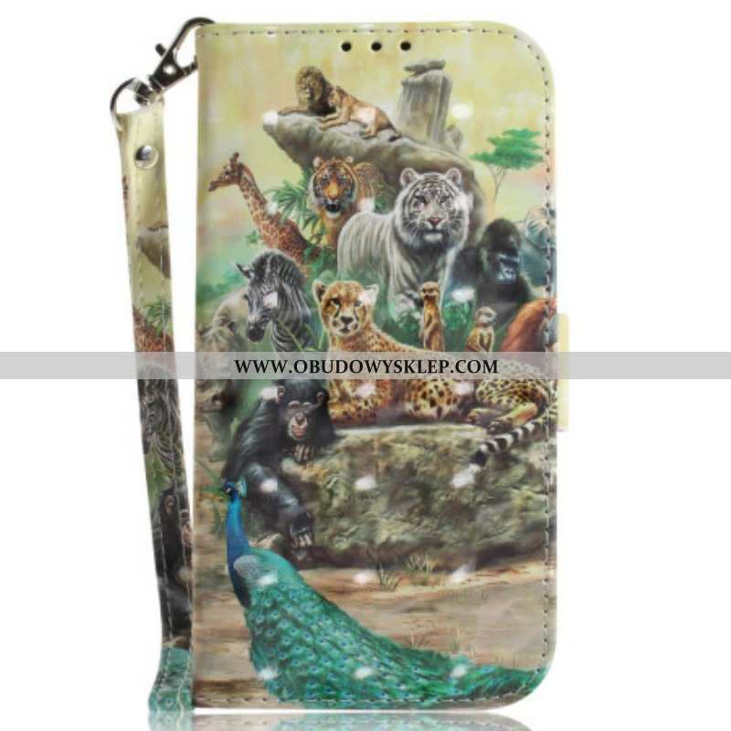 Etui Folio do Xiaomi 12 / 12X z Łańcuch Stringi Safari Animals