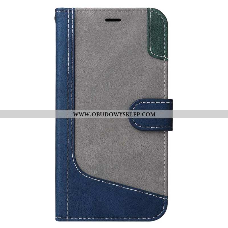 Etui Folio do Xiaomi 12 / 12X z Łańcuch Trójkolorowy Pasek