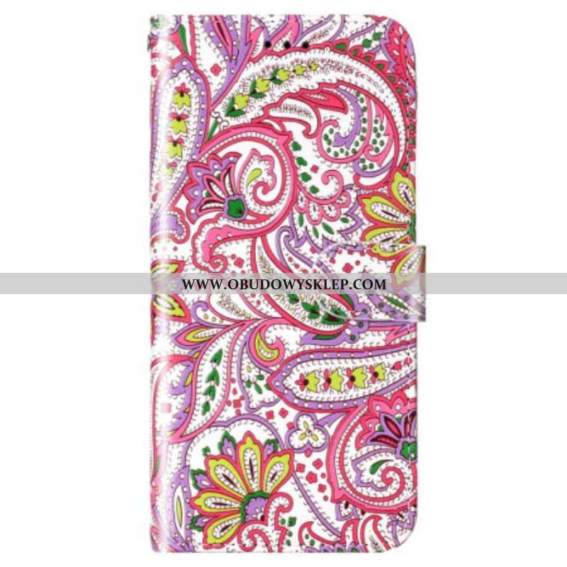 Etui Folio do Xiaomi 12 Lite z Łańcuch Pasiasty Wzór Paisley