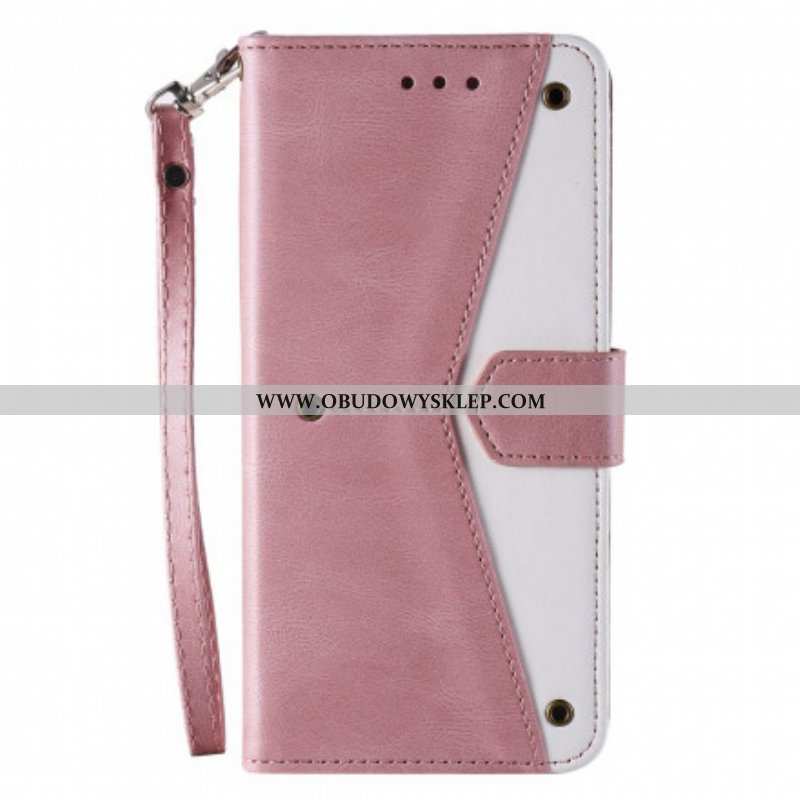 Etui Folio do Xiaomi Redmi Note 10 5G Dwukolorowe Nity Ze Sztucznej Skóry